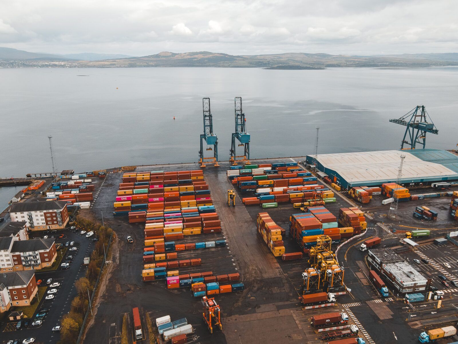 Shipping containers at a UK port